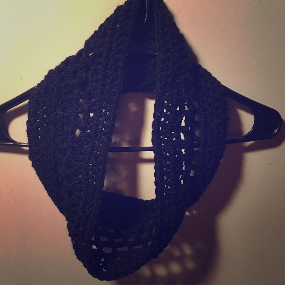 Black Lacy Crocheted Cowl